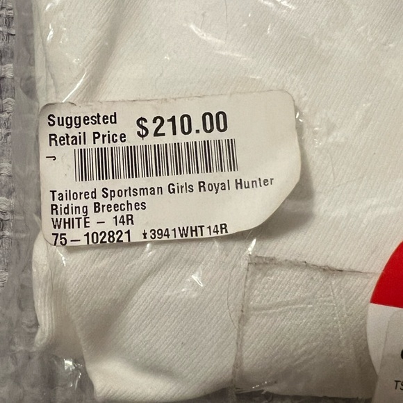 Tailored Sportsman Girls Royal Hunter Breeches - White, NWT, Size 14R - Picture 6 of 6